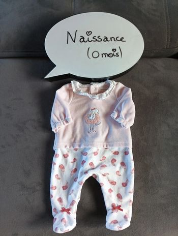 Pyjama grenouillère velours Fille 0 mois Naissance Autruche Lapin câlins Mon premier major Donatela