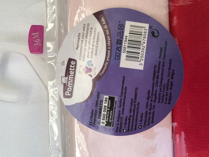 Lot de 3 bodies manches courtes Pommette 36 mois - photo numéro 4