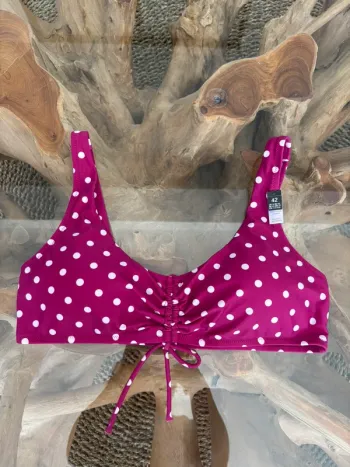 Haut de maillot de bain Etam rose fushia pois