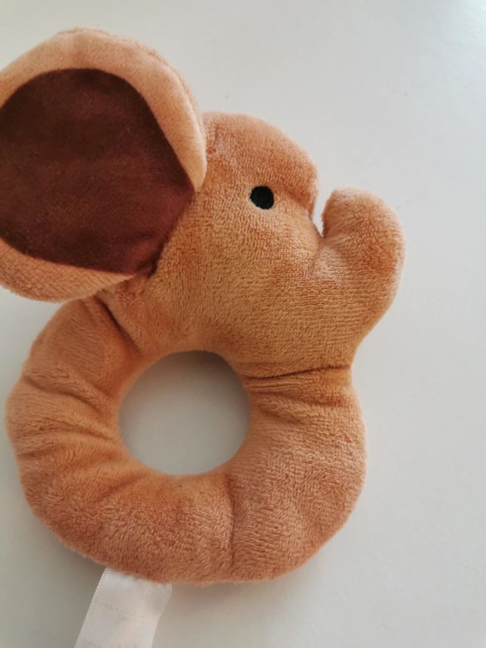 Hochet bébé éléphant orangé - photo numéro 2