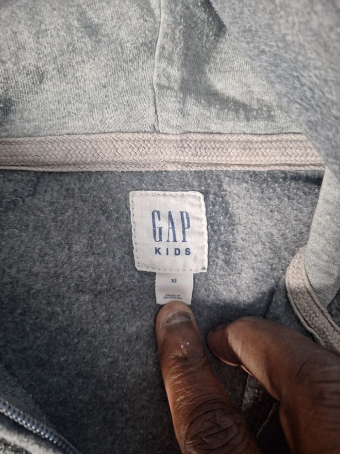 sweat a capuche / Hoodie - taille enfant 10/12 ans - gris / brodé 253 - photo numéro 7