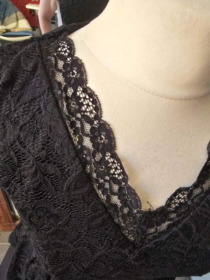 Robe pinup sublime cérémonie bi matière + ceinture belle poque neuve - photo numéro 6