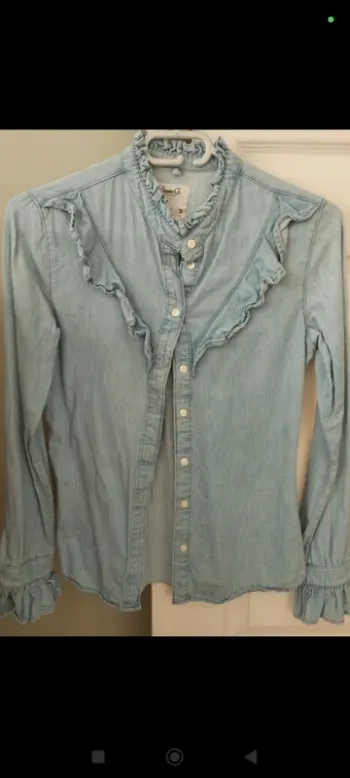 Chemise en jean à volants bleue claire denim co 34