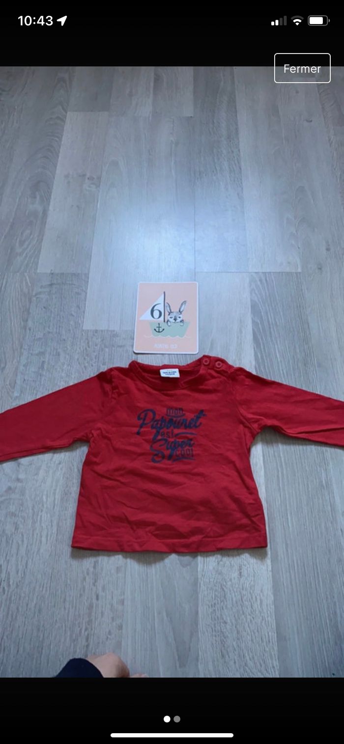 Tee shirt manche longue rouge 6 mois