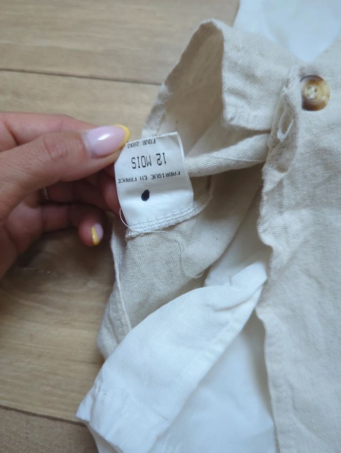 Haut cérémonie vintage chemise et veston en lin 12 mois - photo numéro 5