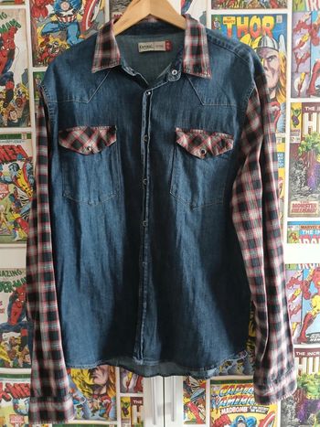 Chemise jeans et motif carreaux homme kaporal taille XL