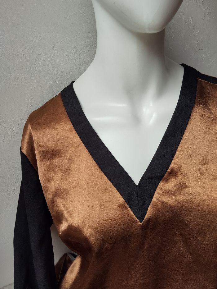Blouse manches longues cuivrée noir et blanches - photo numéro 2
