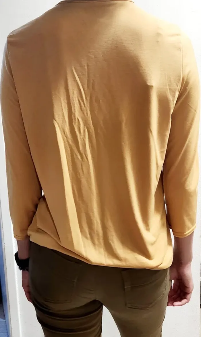 Blouse col tunisien moutarde manches 3/4 L - photo numéro 2