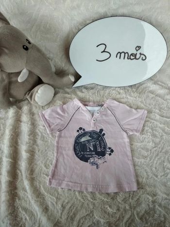 Tee shirt polo manches courtes Garçon 3 mois Avion "Destination Bisous" Tape à l'œil