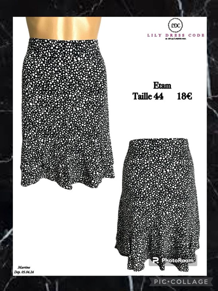🖤 Jupe noire imprimée pois Etam – Taille 44 SOLDÉ -20% 🖤