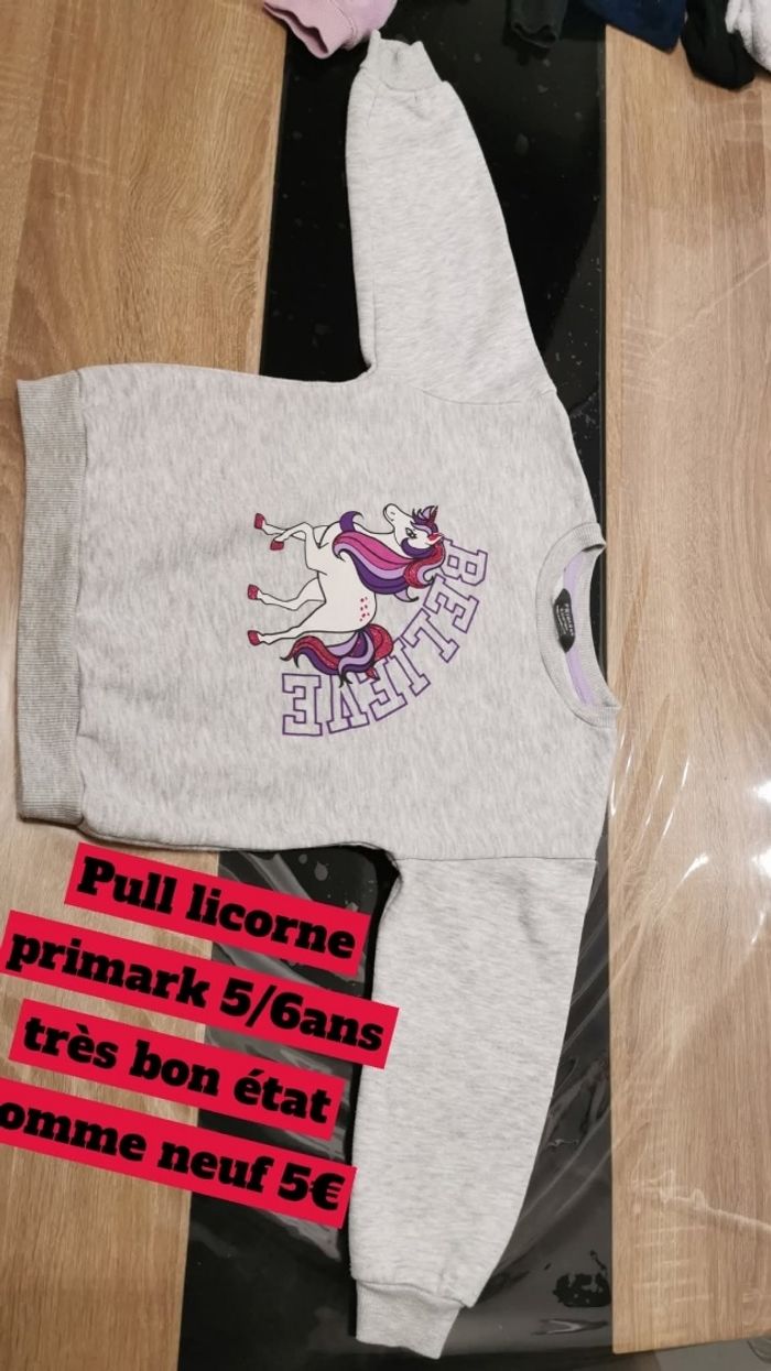 Pull licorne primark 5 /6ans