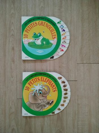 Lot 2 livres 10 petites grenouilles et 10 petits éléphants
