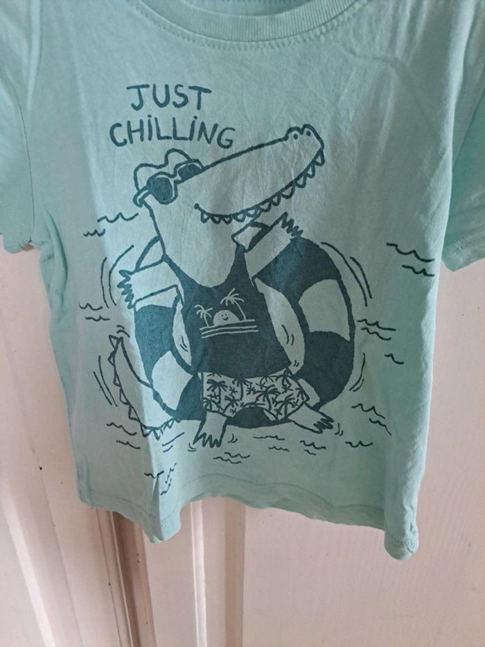 Tee-shirt bleu clair crocodile 86cm 12/18 mois - photo numéro 4