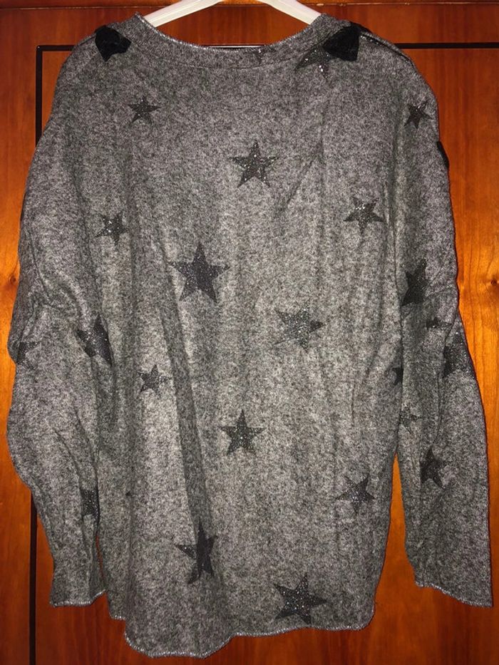 Pull gris étoiles taille unique neuf avec étiquette - photo numéro 4