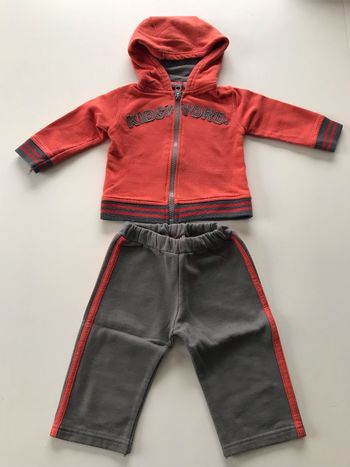Ensemble bébé molletonné orange/gris 6 mois