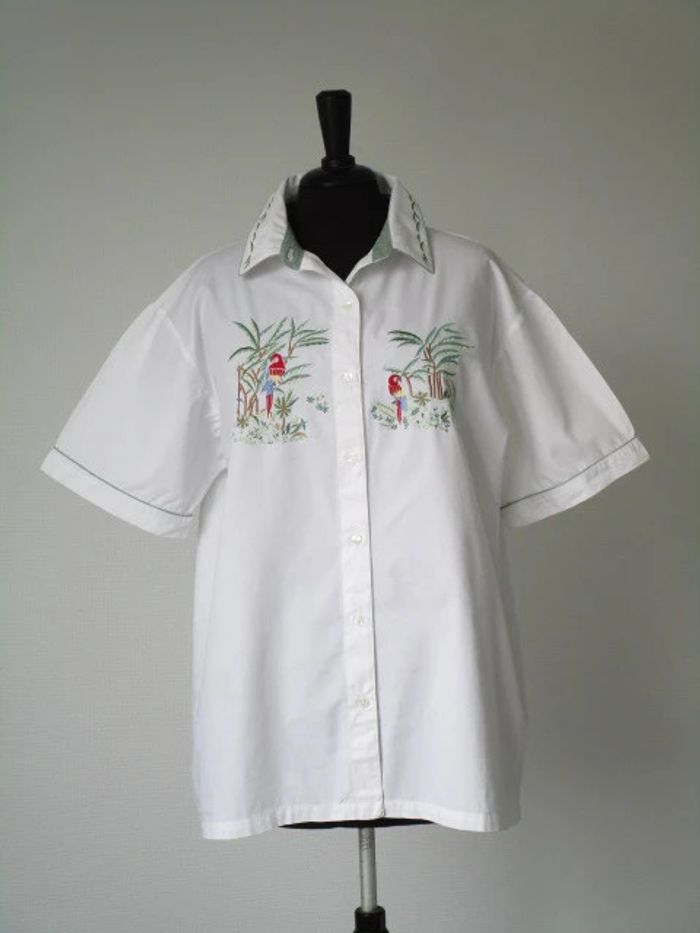 Chemise vintage perroquets 46/48 TBE - photo numéro 2