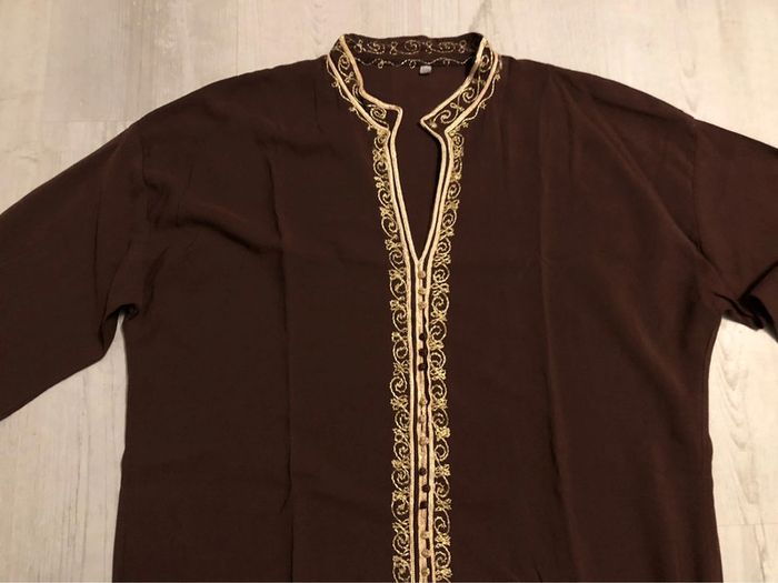 AN9- Blouse marron longue brodée TXXL (44-46) portée 1 fois - photo numéro 5