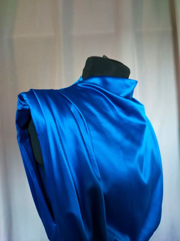 Robe satinée bleue – Glamaker – Taille L - photo numéro 7