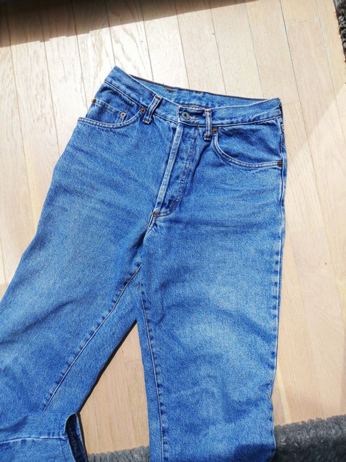 Jeans denim Vintage bleu clair coupe droite bitume taille 40 coton - photo numéro 8