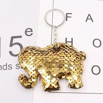 Porte-clés sequins Éléphant doré