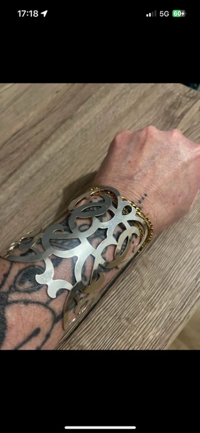 Lot de 3 bracelets manchettes argentés réglables - photo numéro 4