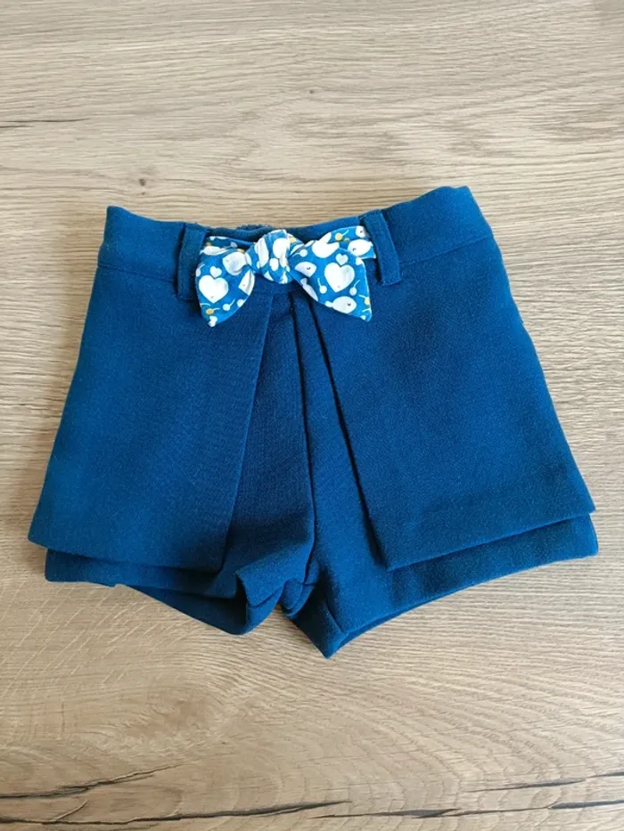 Short à pans effet jupe bleu- 9 mois - obaïbi - photo numéro 2