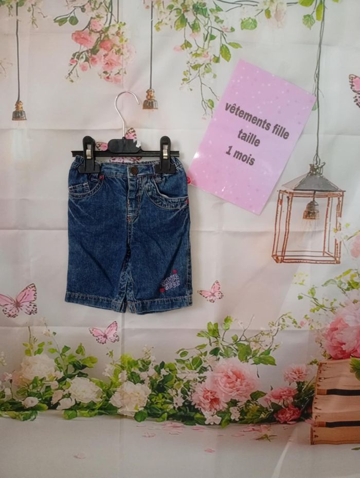 Jean fille Kitchoun taille élastique bleu jean taille 1 mois / 56 cm