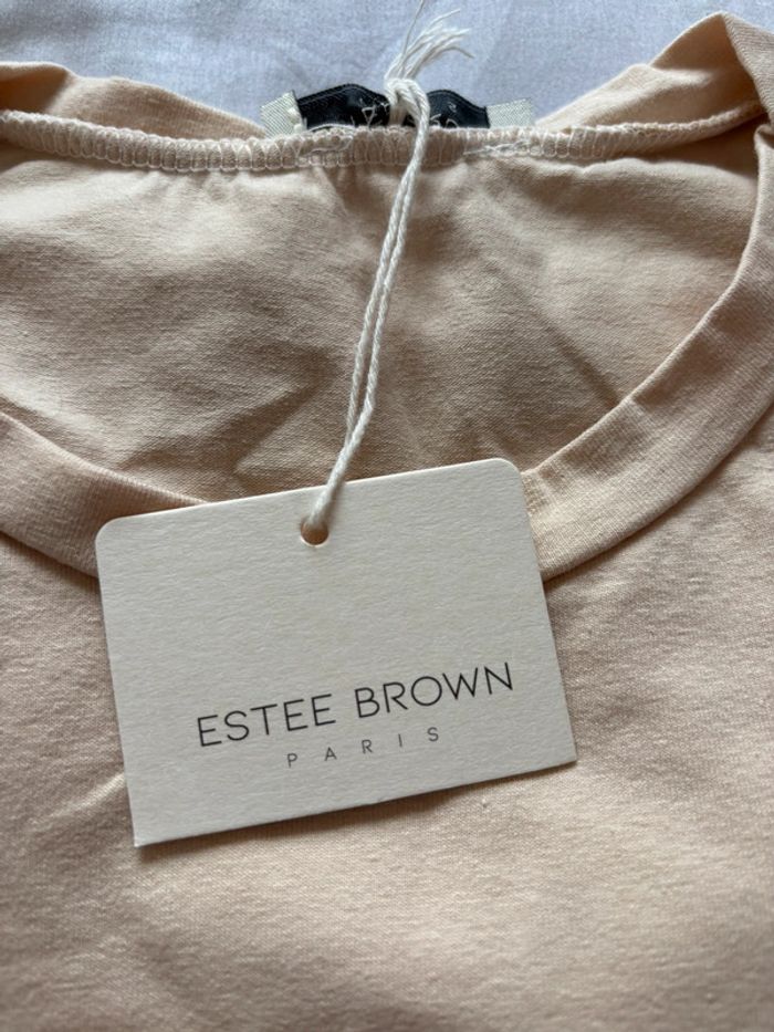 T-shirt femme beige motif arty œil bouche neuf taille unique Estee Brown Paris - photo numéro 4