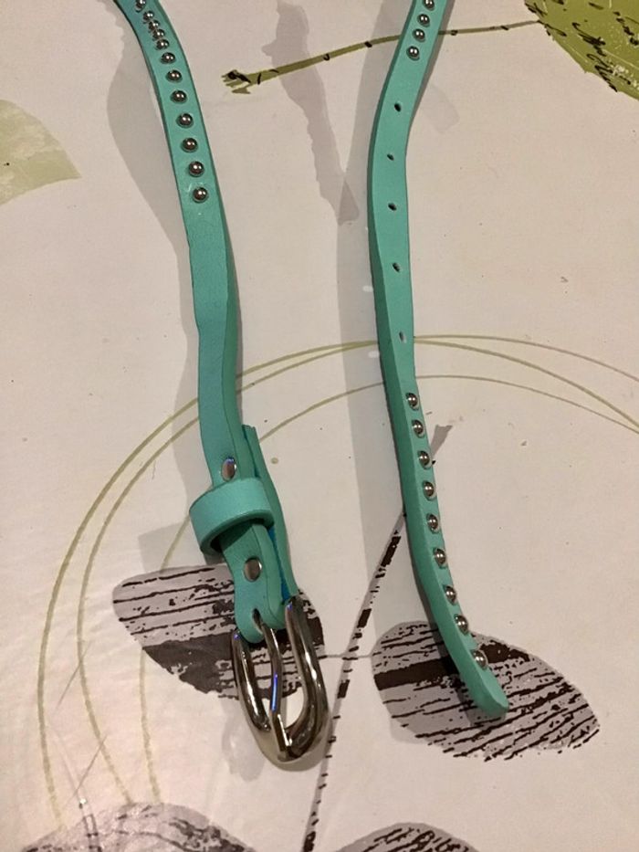 Ceinture fantaisie turquoise argenté taille 90 large de 1,7 cm - photo numéro 2
