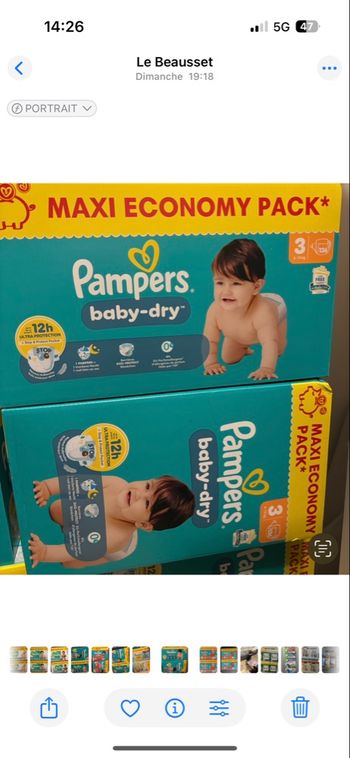 272. Couches Pampers, T3.