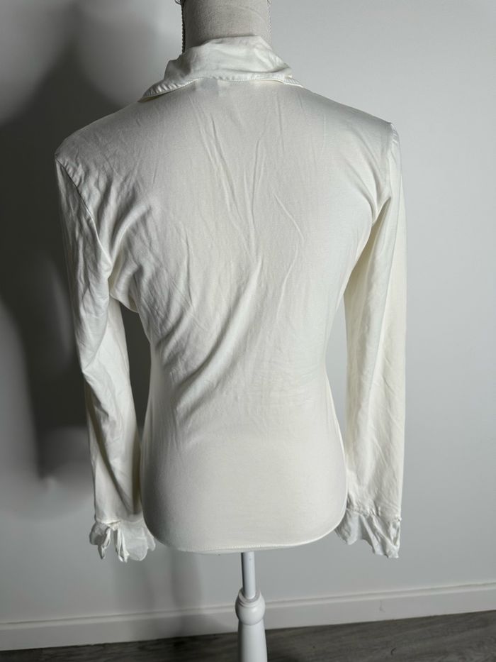 Chemisier blanc froufrous et mesh Anne Fontaine T42 XL - photo numéro 6