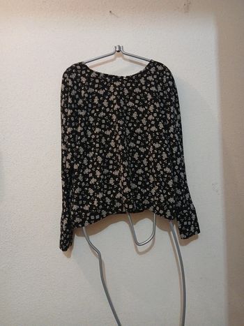 Blouse noir fleuris dos nu réglable " zara" taille L
