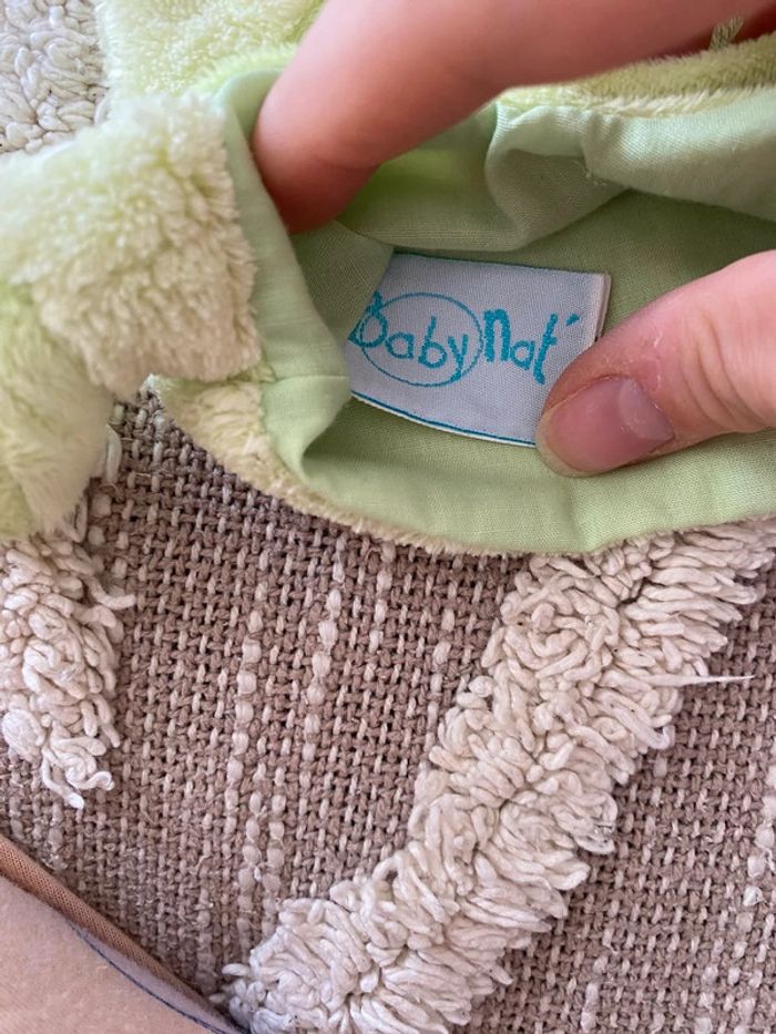 Peluche doudou marionnette 28cm Babynat grenouille crapaud vert très bon état - photo numéro 4