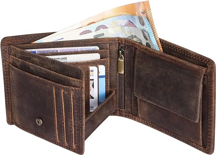 [NEUF] Portefeuille en Cuir véritable Hodalump, Protection RFID, Marron, Vintage - photo numéro 6