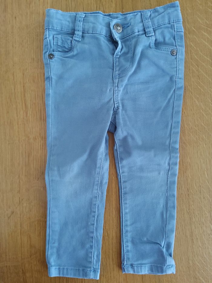 Pantalon slim gris bleu Tape A L'œil 12 mois
