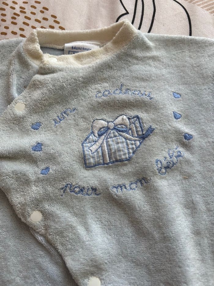 Pyjama bleu ciel taille 54cm/1 mois - photo numéro 3