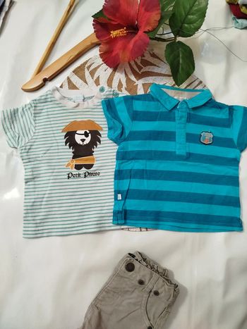 Lot t-shirts polo manches courtes 6 mois Obaïbi garçon