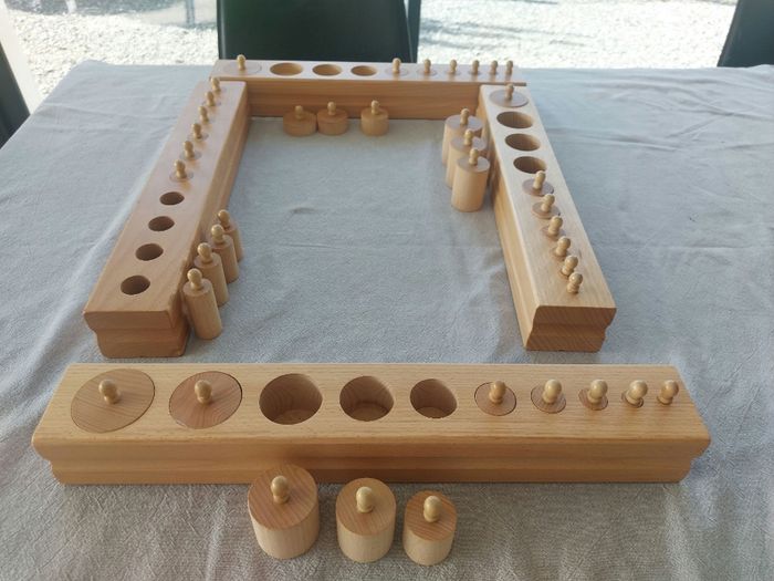 Ensemble Blocs de Cylindres Montessori - Matériel Sensoriel en Bois - Excellent État !
