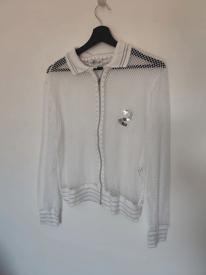 Sweat zippé blanc transparent taille 44 année 2000