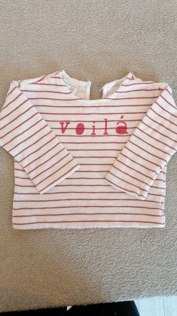 Pull à rayures "voilà" Zara 6/9 mois
