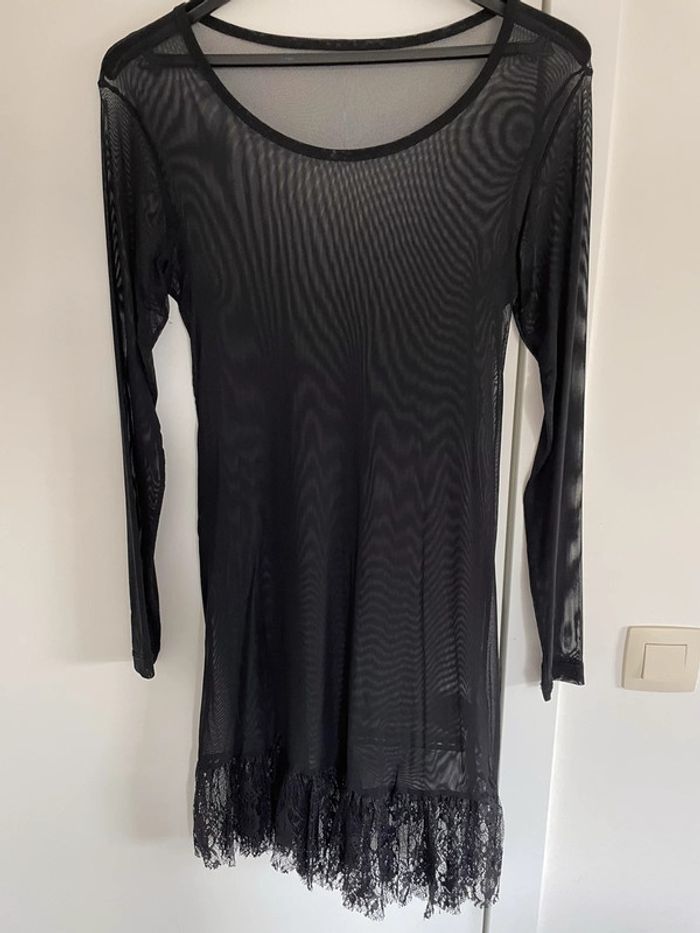 Robe sans manches « Cicero » noire, bleue et rouge + sous-robe manches longues noires taille unique - photo numéro 6