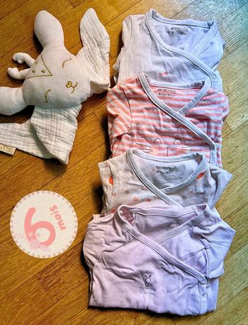 Lot 4 Bodies Bébé Fille 6 Mois Orchestra - Manches Longues Cache-Cœur