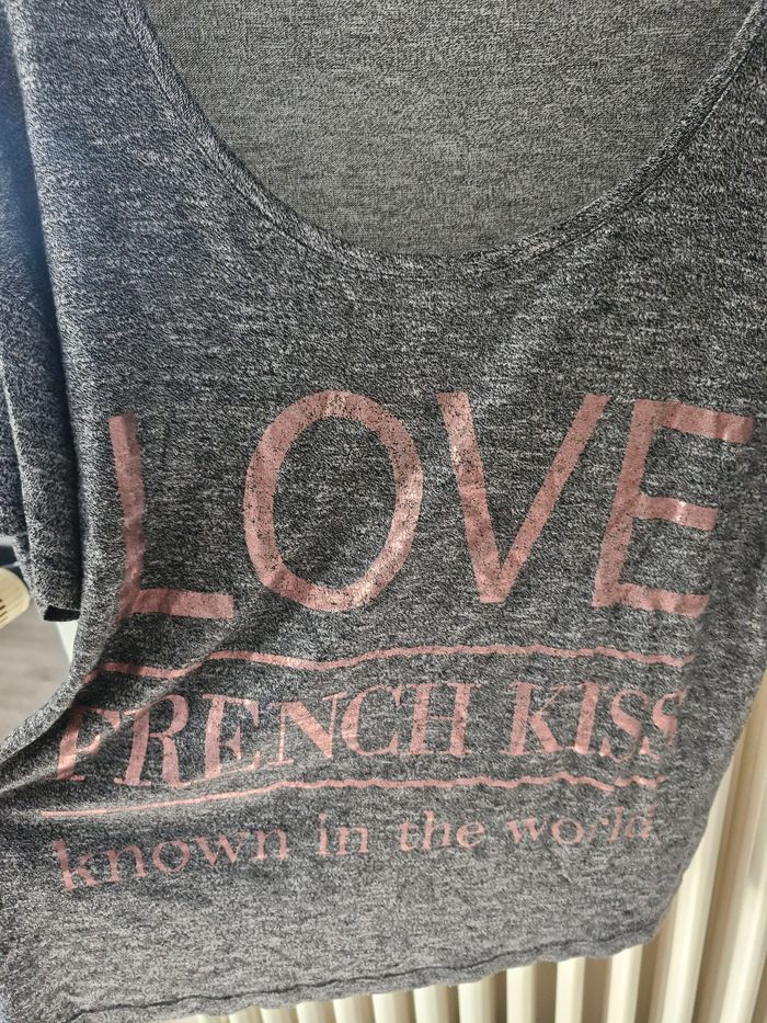 Tee-shirt gris chiné French Kiss - photo numéro 2