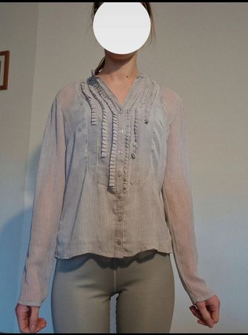 Chemise en transparence à rayure blanc et gris femme etam taille S/36