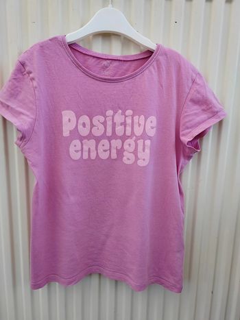 🩷Tee-shirt rose "Positive Energy" 11-12 ans Tex Basic