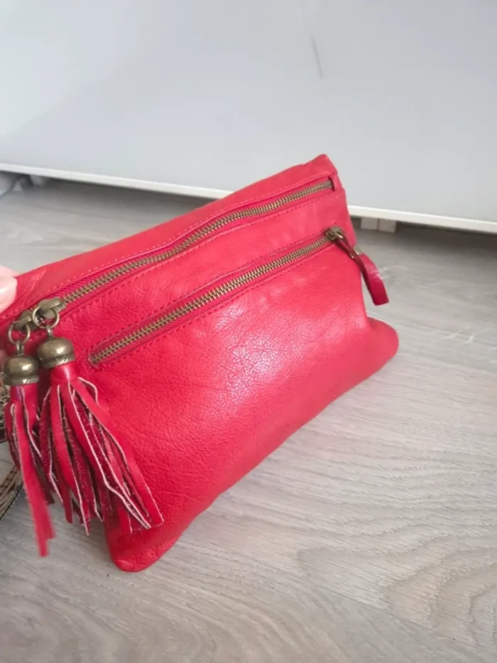 sac rouge en cuir the genuine leather - photo numéro 6