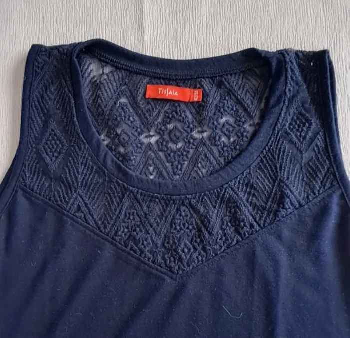 T-shirt à dentelle bleu marine - photo numéro 3