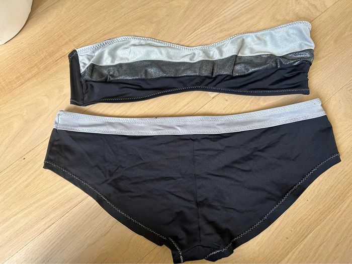 Maillot de bain 2 pièces bandeau noir et argenté - photo numéro 8