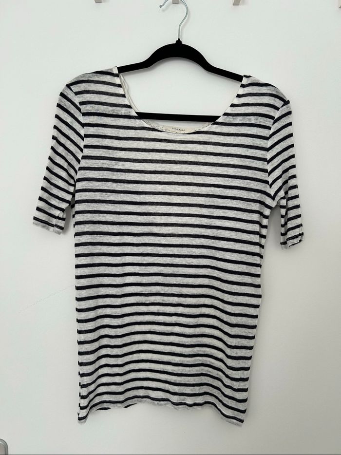 T-shirt marinière manches 3/4 crochet dans le dos Naf Naf L