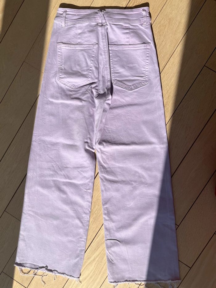 Pantalon jean culotte/évasé violet lilas - photo numéro 10